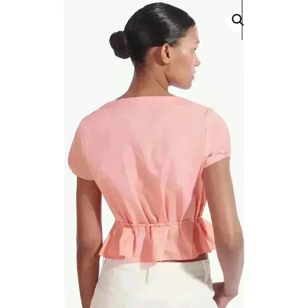 New NWT Staud Jules Top, Grapefruit Sz L Retails $225.00 - Picture 2 of 4